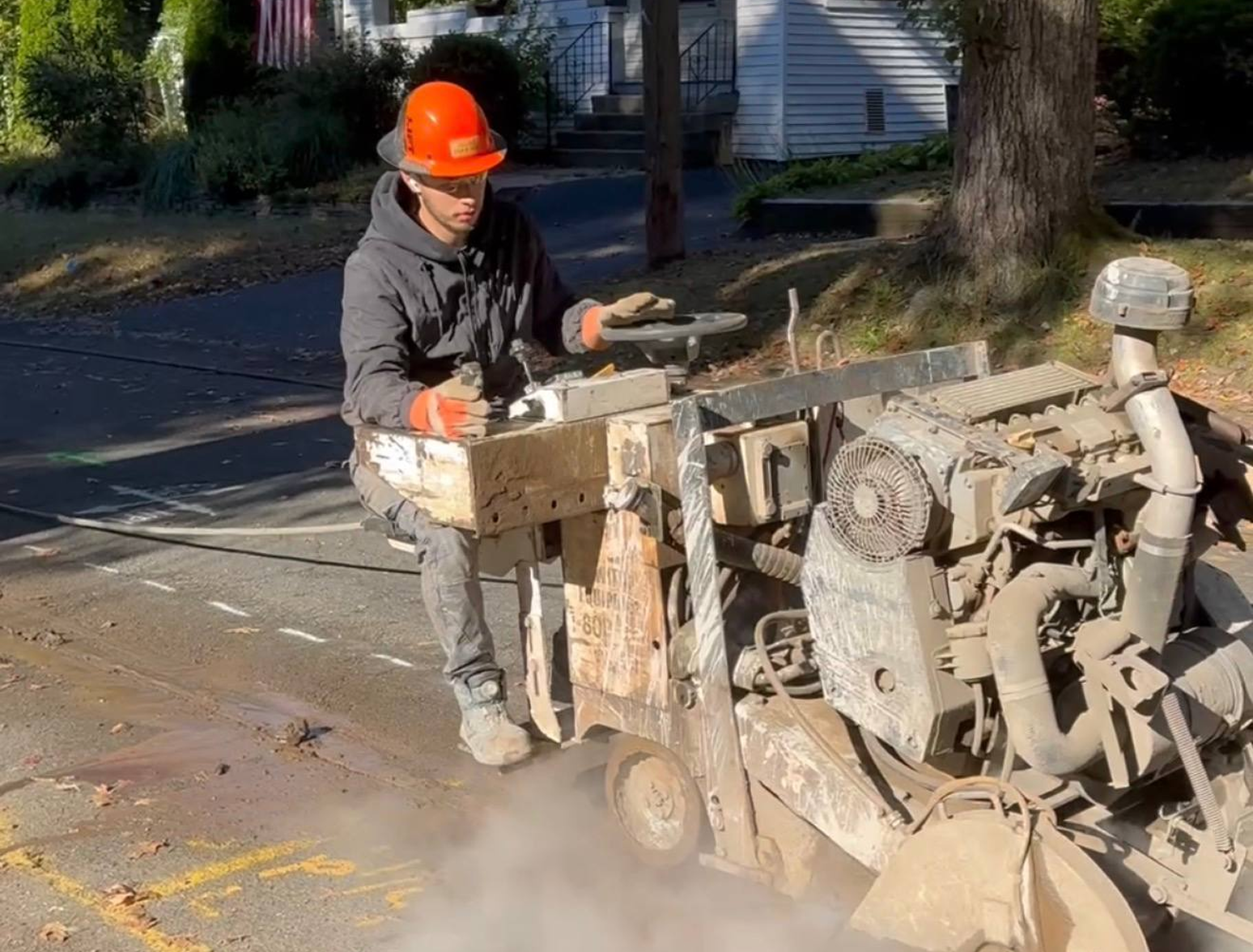 Slab cutting with walk-behind concrete saw